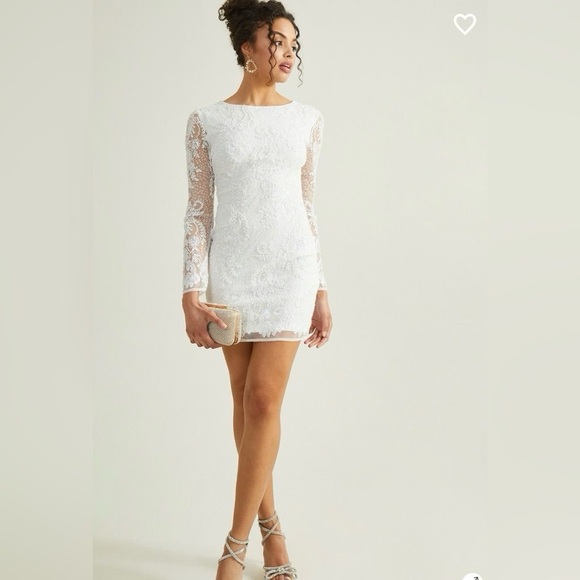 Altar'd State Dresses & Skirts - Elegant White Lace Long-Sleeve Mini Dress - Alter’d State